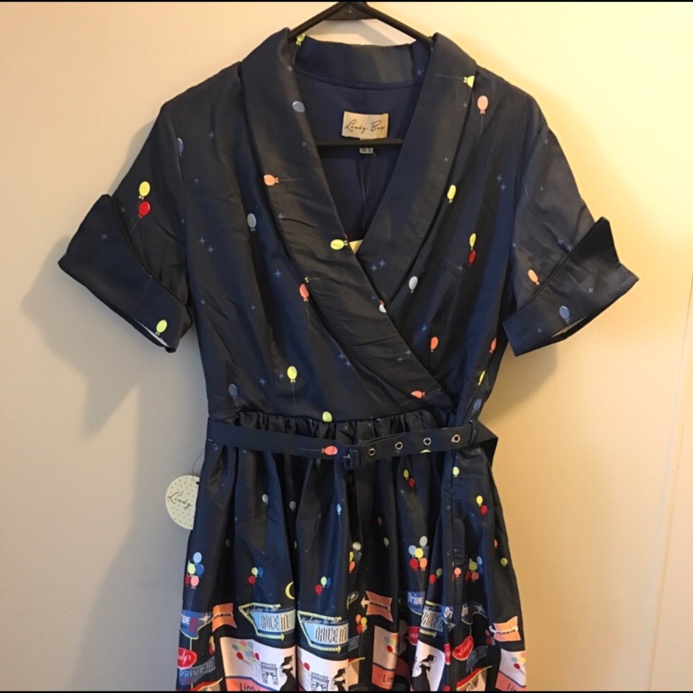 Lindy Bop ‘Courtney’ Drive-In Print Swing Dress